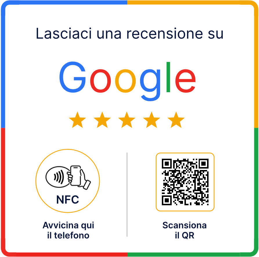 Placchetta Google con NFC e QR: avvicina il telefono o scansiona il codice